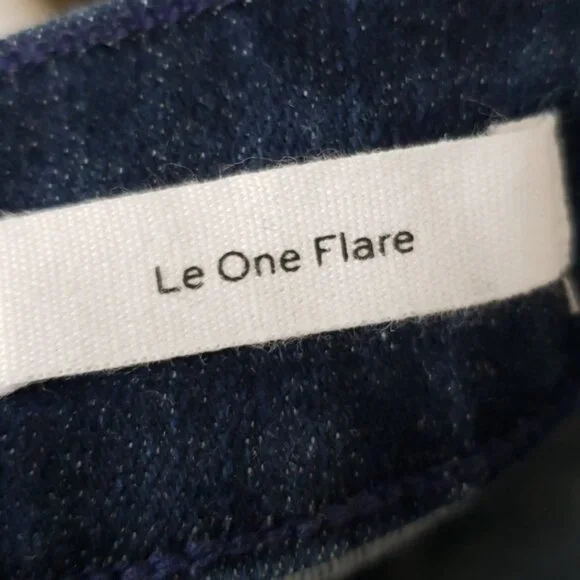 FRAME Women Le One Flare Jeans Keller Blue Stretch Denim Mid Rise Split 2 - Picture 10 of 14